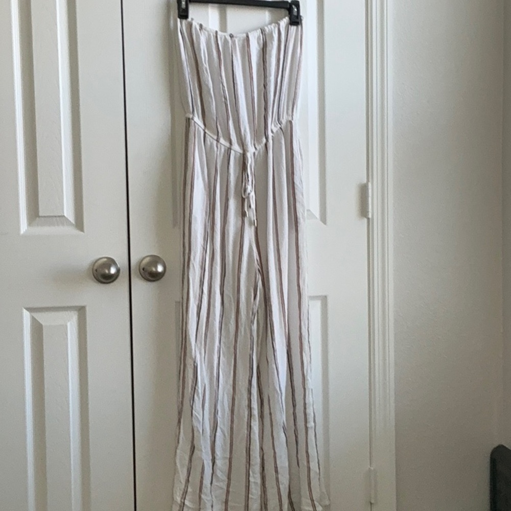 Elan Striped White and Brown cover up